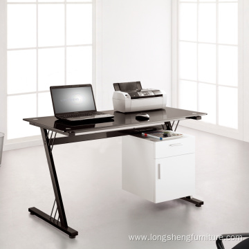 Long Office Tempered Glass Computer Table